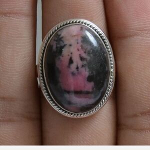 Sterling silver rhodonite ring